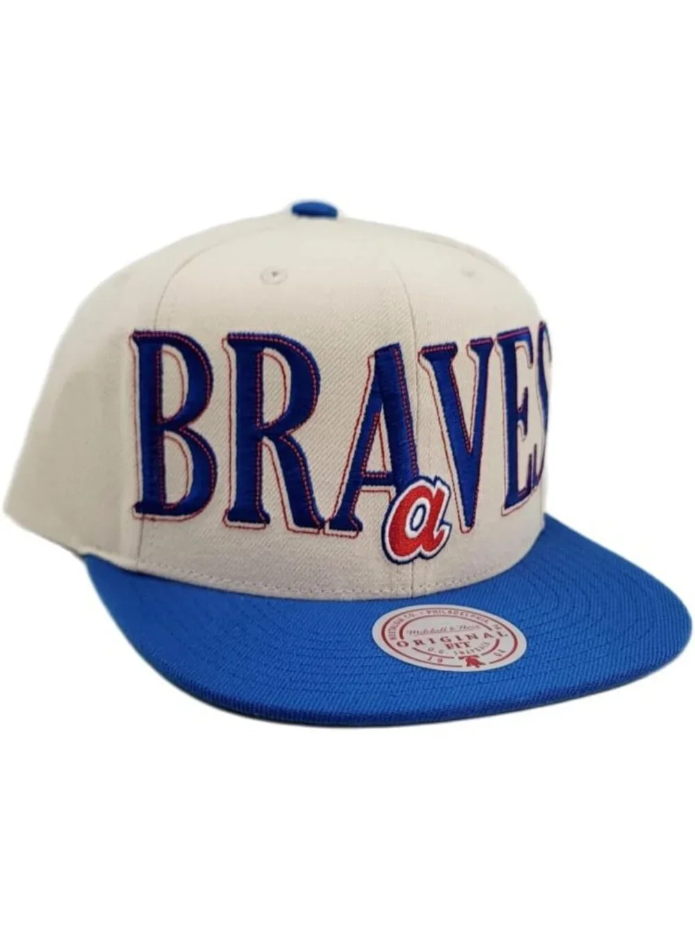 Vintage Atlanta Braves Snapback Hat - Blue & Cream MLB Cap for Sports Fans